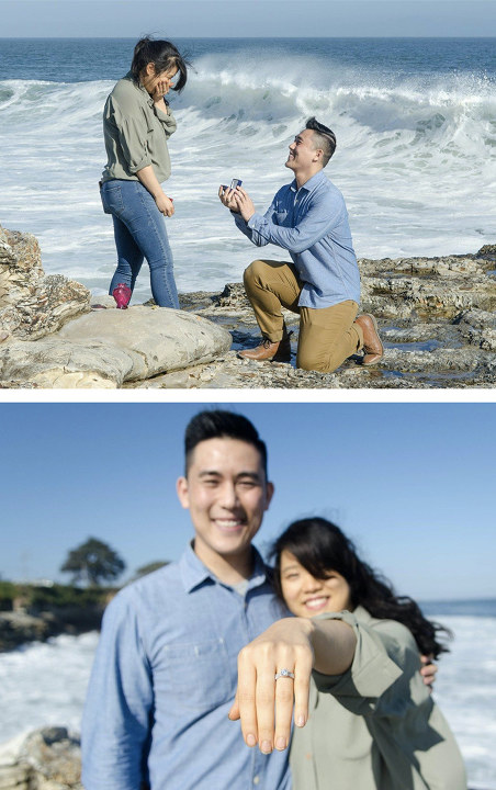 beautiful surprise engagement proposal on the beach
